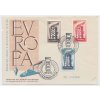 1956, obálka FDC 555-57 Europa, neprošlé, vykrojený okraj - viz. foto