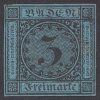 Baden, 1858, 3 Kr černá/modrá, MiNr.8, (*) bez lepu, lehký lom, dv
