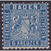 Baden, 1862, 6 Kr Znak, MiNr.14b, * po nálepce, nepatrné zeslabení