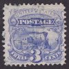 USA, 1869, 3 C Lokomotiva, MiNr.28, razítkované