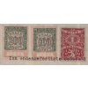200Kč + 100Kč + 1Kč 1919, výstřižek z listiny, lom