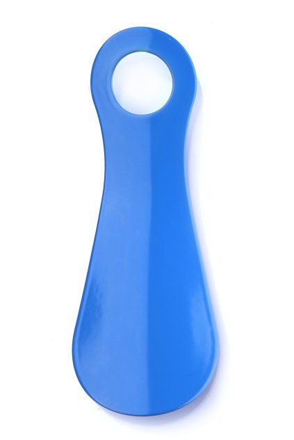 Obouvací lžíce kovová 12cm světle modrá