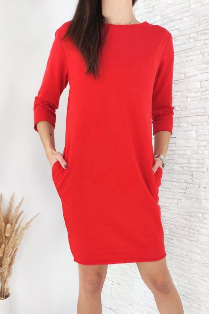 Dámské červené basic šaty DL4872R (1)
