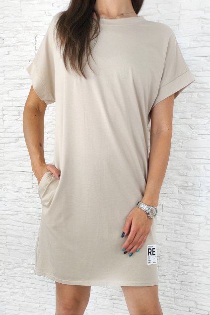Béžové basic šaty 12371BE (1)