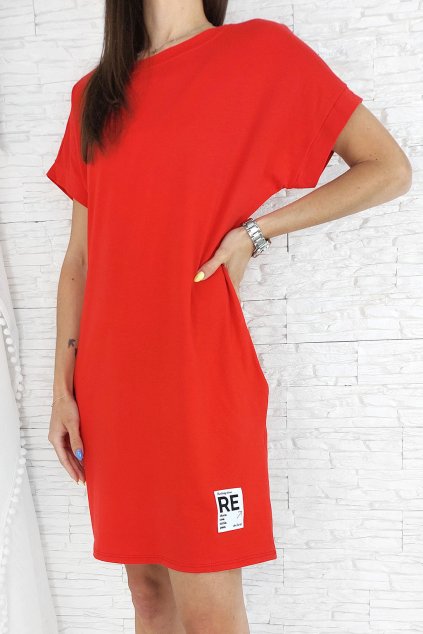 Bavlněné basic červené šaty MA 12371R (1)