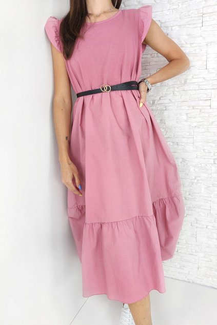 Růžové dlouhé šaty LA 20193PI (1)