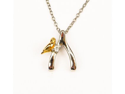 Stříbrný náhrdelník kost s ptáčkem
