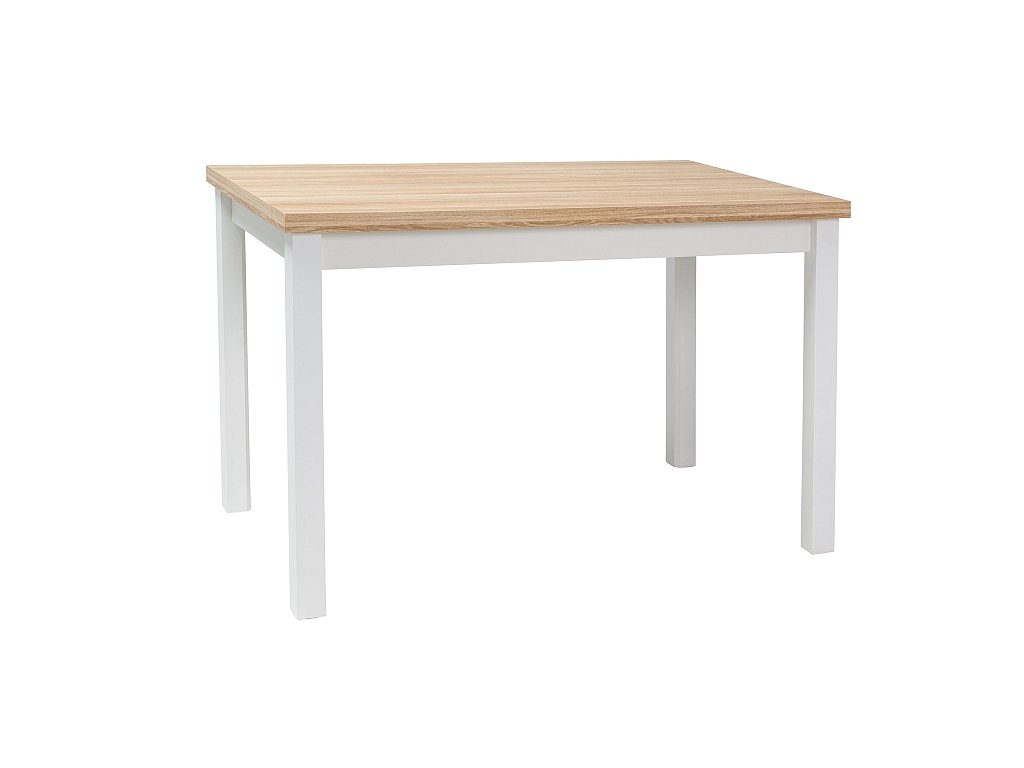 Bílý jídelní stůl s deskou v dekoru dub ADAM 100x60