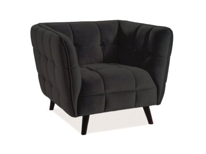 Elegantní černé křeslo CASTELLO 1 VELVET s hlubokým sedem