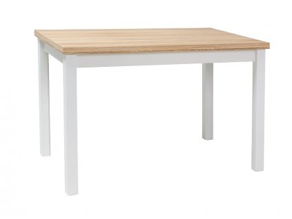 Bílý jídelní stůl s deskou v dekoru dub ADAM 120x68