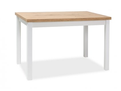 Bílý jídelní stůl s deskou v dekoru dub lancelot ADAM 120x68