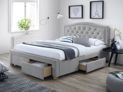 Šedá čalouněná postel ELECTRA 160 x 200 cm
