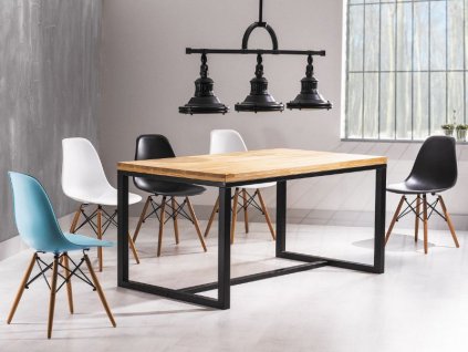 Černý jídelní stůl s deskou v dekoru dub LORAS A 150x90