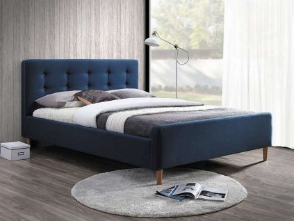 Modrá čalouněná postel PINKO 160 x 200 cm