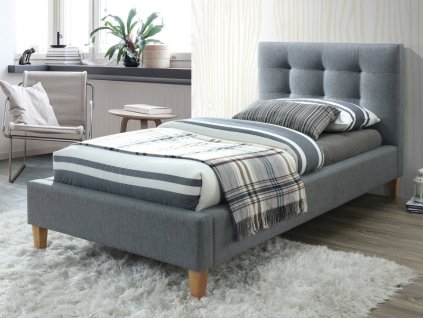 Šedá čalouněná postel TEXAS 90 x 200 cm