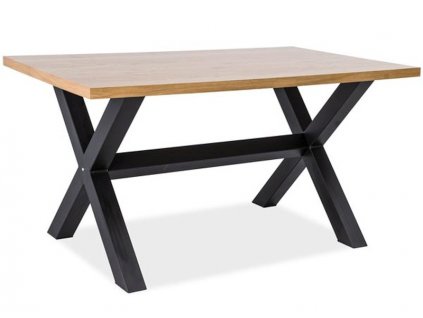 Černý jídelní stůl s dubovou deskou XAVIERO 150x90