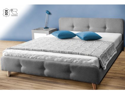 Šedá čalouněná postel AMELIA 160 x 200 cm