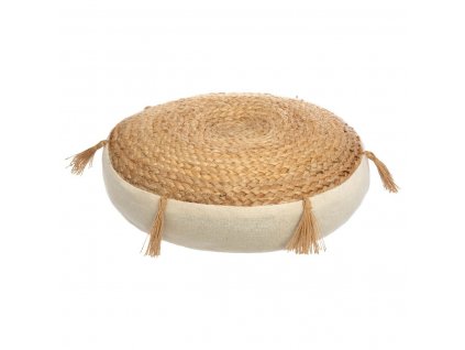 Přírodní jutový polštář na sezení na podlaze RITUAL s třásněmi