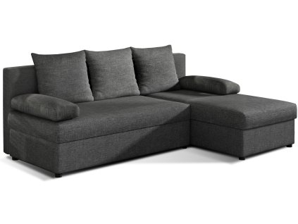 Tmavě šedá rozkládací rohová pohovka GINO, oboustranná s moderním designem