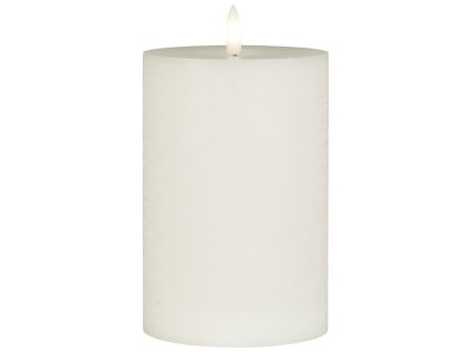 Moderní LED sloupová svíčka WARM FLAME 15 cm bílá do interiéru