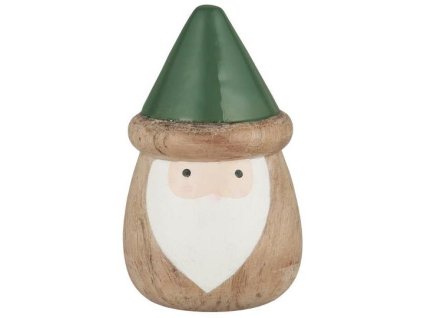 Vánoční ozdoba z mangového dřeva SANTA CLAUS zelená pro stylovou výzdobu