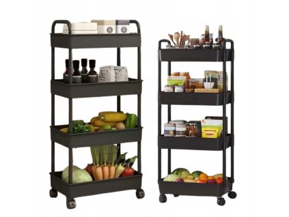 Regál na kolečkách POZIO 37x22x95 cm černý pro praktické skladování