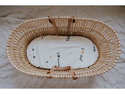 Dětské bavlněné prostěradlo do košíku 75x90 cm I LOVE pro pohodlný spánek