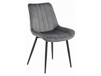 Šedá sametová židle SOSA s černými nohami, moderní design