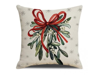 Vánoční povlak na polštář MISTLETOE 45x45 cm, barevný