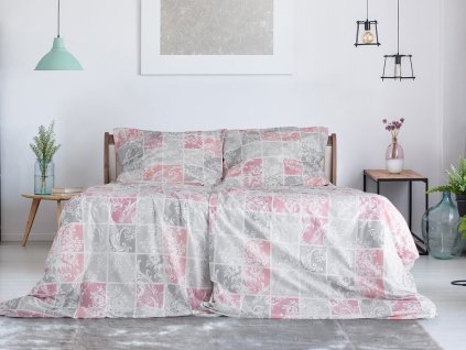 Moderní bavlněné povlečení PIASTRELLA šedé s elegantním vzorem