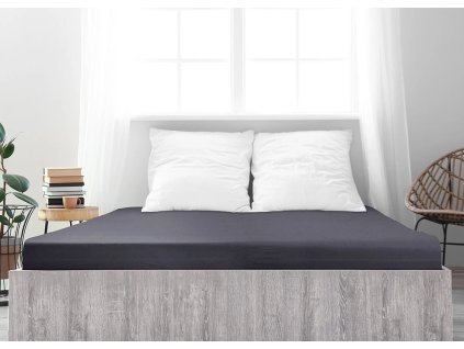 Tmavě šedé jersey prostěradlo z mako bavlny LUXORA 90 x 200 cm