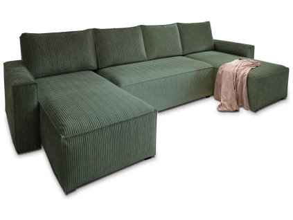 Luxusní tmavě zelená sedací souprava do U COSARO 295x140 cm