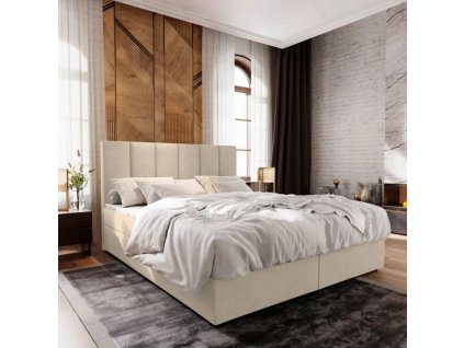 Luxusní čalouněná postel boxspring MERALIS 180x200 cm béžová