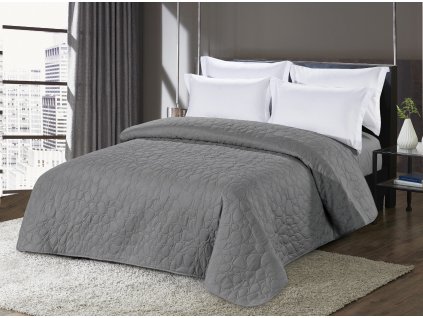 Šedý přehoz na postel se vzorem STONE – stylový a elegantní doplněk ložnice