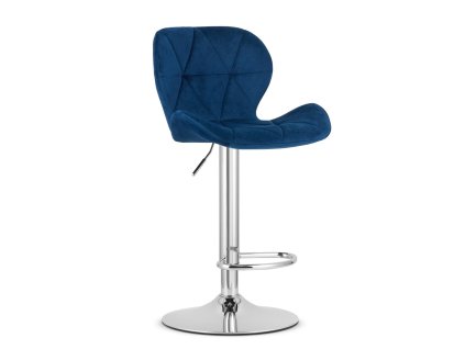 Elegantní barová židle WEST VELVET modrá s chromovanou podnoží