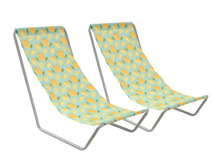 Skládací plážová lehátka SAND LEMON – sada 2 ks s citronovým motivem