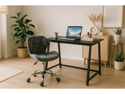 Set do pracovny ZARIMO stůl 80x40 cm černý + křeslo AVOLA VELVET šedé