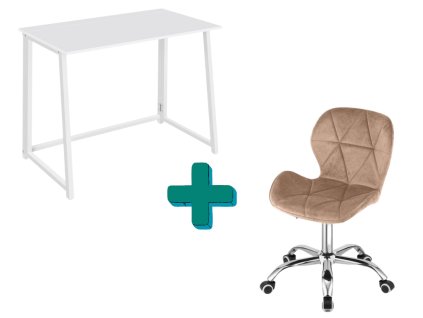 Set ZARIMO bílý a AVOLA světle hnědé – světlý a elegantní nábytek do pracovny.