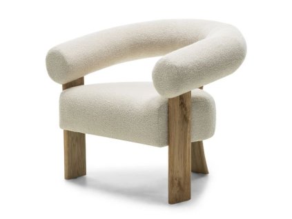 Designové křeslo KOKEI krémové – jemný styl s dubovými nohami