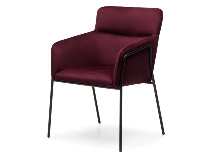 Elegantní jídelní křeslo HELSINKI VELVET vínové s jemným sametem