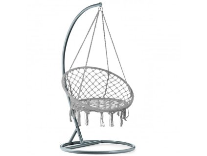 Šedé závěsné křeslo KOLUMBIA se stojanem – pohodlí na zahradu