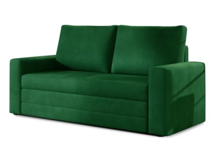 Tmavě zelená 2místná pohovka WAVE, rozkládací do moderního bytu