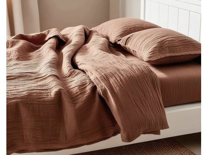 Elegantní povlečení MOELLIN z jemného mušelínu – hnědé