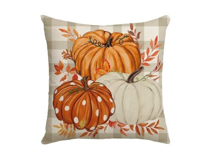 Podzimní povlak na polštář PUMPELLE béžový 45x45 cm s dýněmi