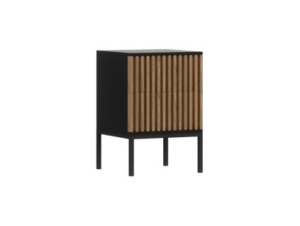 Moderní noční stolek MEORATI černá/dub artisan s lamelami