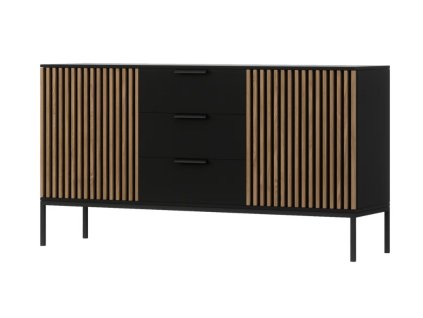 Moderní komoda MEORATI 150x40 cm černá/dub artisan do obýváku