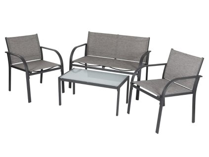 Elegantní zahradní set LOUNGE šedý s křesly, lavicí a stolkem