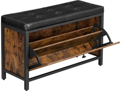 Botník s lavicí TAYLOR 80x30 cm rustikálně hnědá/černá