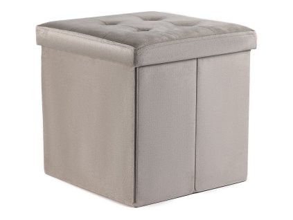 Béžový skládací taburet ZAREX VELVET L s úložným prostorem