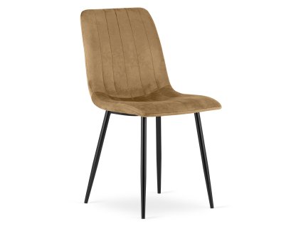 Elegantní hnědá sametová židle LAVA s černými kovovými nohami